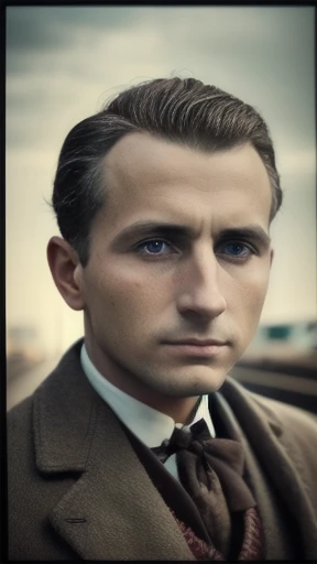 a beautiful Abramowicz man, focus on the face, color photo