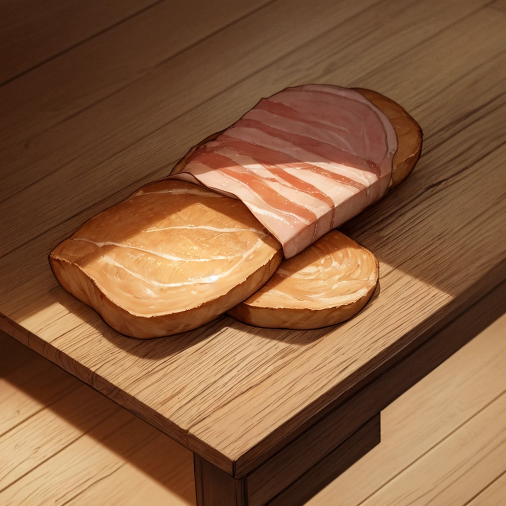 $15 Table, Pencil Sketch, Detailed wallpaper, wooden table surface, There is a half-finished bottle of wine on the table.。A bag of bread and some ham,Natural Lighting, Warm colors, high resolution, Sharp focus, delicate shading, Realistic textures, Complex lines, nostalgic vibes,unmanned