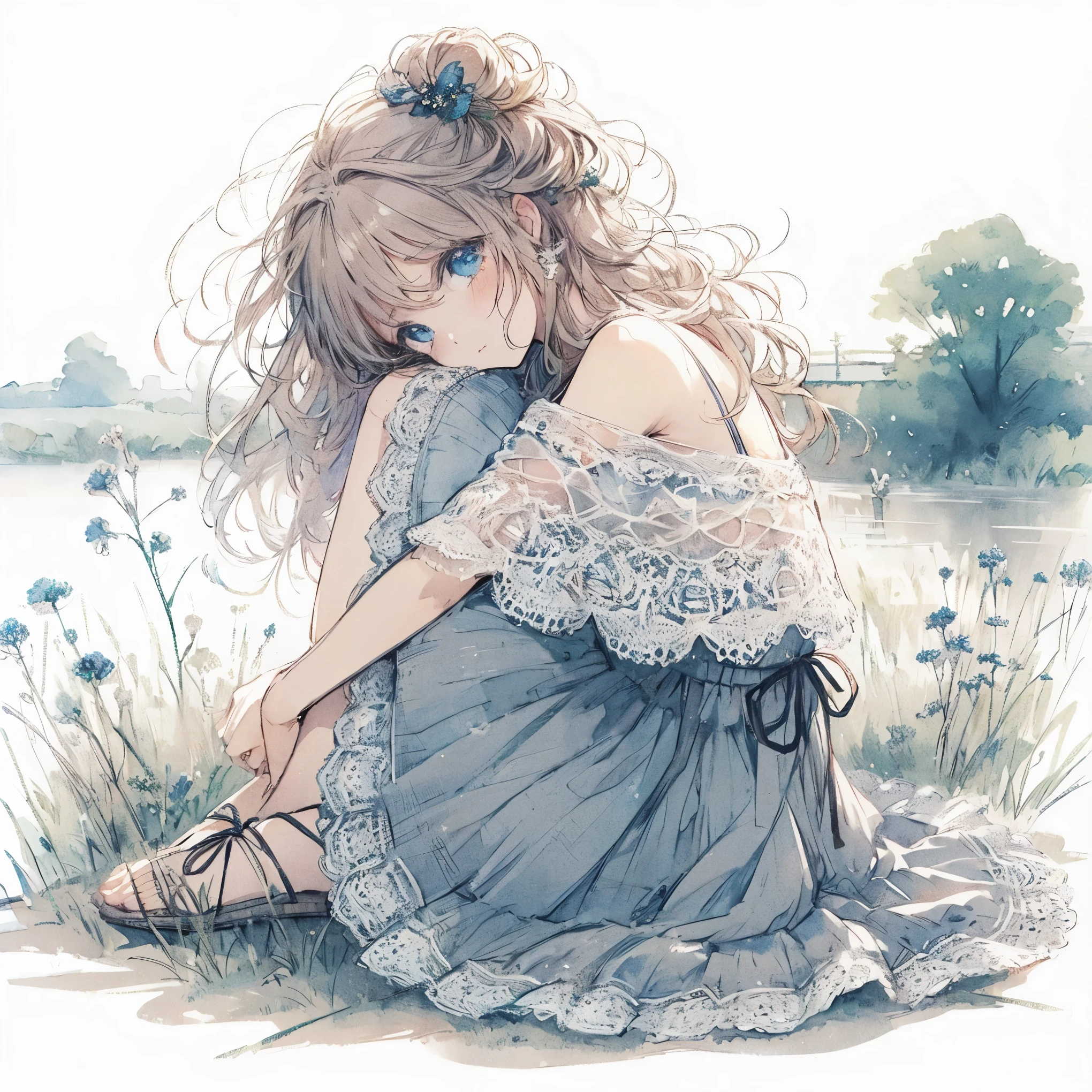 Official art using high-quality hand-drawn watercolor sketch techniques. (best quality,4k,8k,highres,masterpiece:1.2),ultra-detailed,beautiful detailed eyes,A girl with beautiful eyes, everyone, beautiful anime girl, cute anime girl, smooth anime art, anime style, elegant colors, soft lighting, delicate beautiful wet eyes, very coquettish, (beautiful large breast:1.2), (correct hands:1.2),
