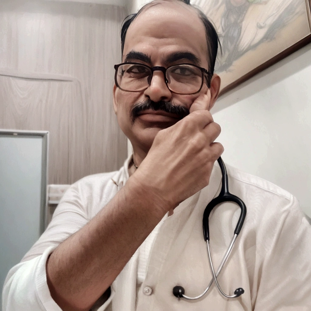 there is a man with a stethoscope on his neck, doctor, profile pic, profile image, profile picture, medical doctor, with a stethoscope, ranjit ghosh, trending ,, vastayan, (doctor), uploaded, post, accurate depiction, profile photo, taken on iphone 14 pro, inspired by Bapu, by Bapu