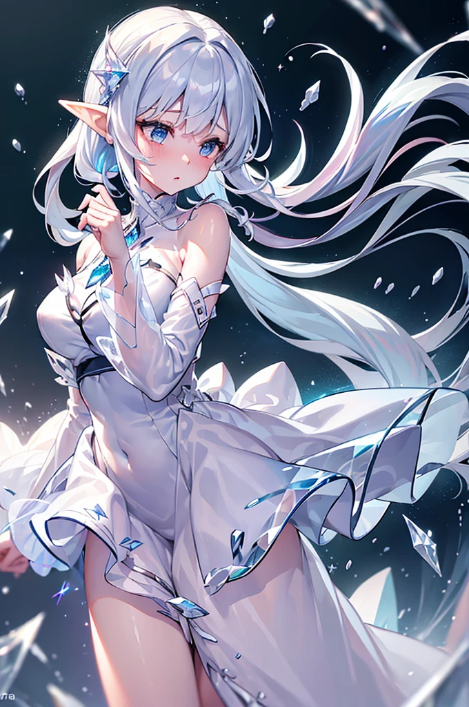 (masterpiece、Highest品質、Highest、Official Art、Beautiful and aesthetic、Long Exposure:1.2)、Smooth movement、Attractive patterns、One Girl、(Long dress with sleeves:1.3)、(((White clothes)))、Upper body close-up、Exposing shoulders、Korean Girls、blush、Pink twin tail hair、Portraiture、solo、Upper body、Looking at the observer、Detailed Background、Detailed face、(Crystallized AI、Crystal Theme:1.1)、Elemental Wind Elf、回転Wind、 Wind、White crystal clothes、Dynamic pose、Suspended particles、Aether Dynamics、旋Wind、vapor、背景に旋Wind、White Tone、旋Wind、Ethereal atmosphere、
