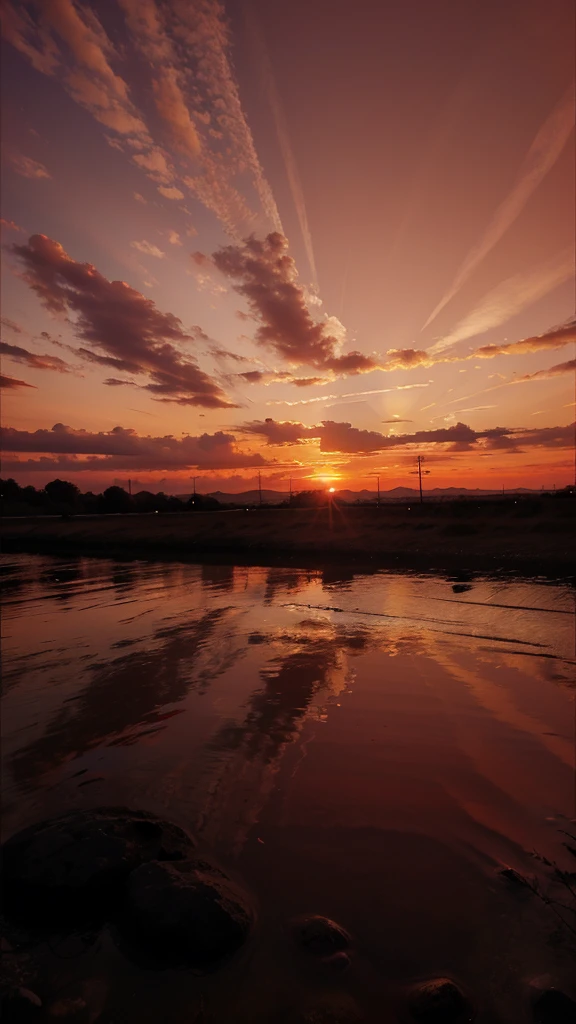 a beautiful image of sunset , red color sky 