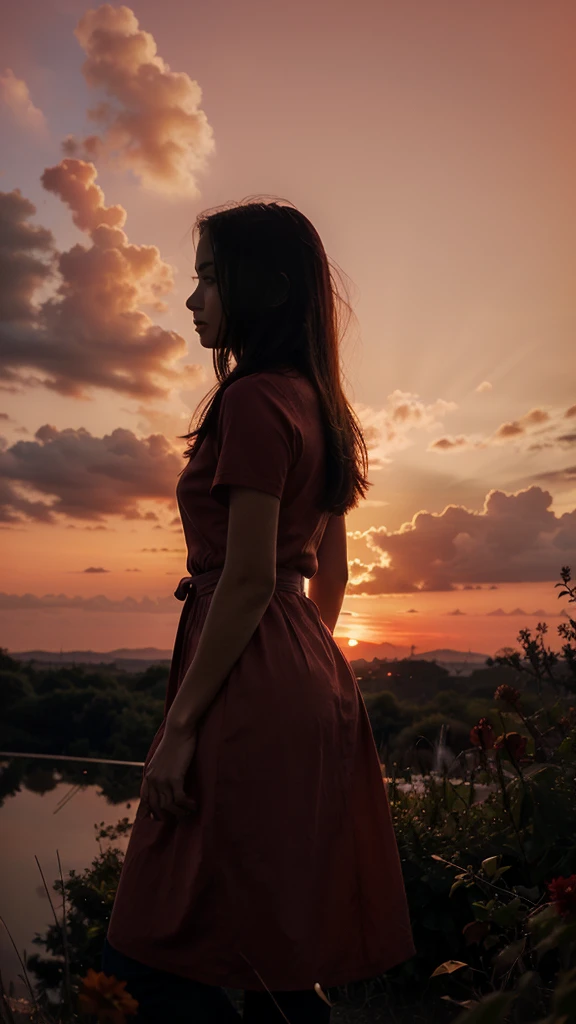 a beautiful image of sunset , red color sky