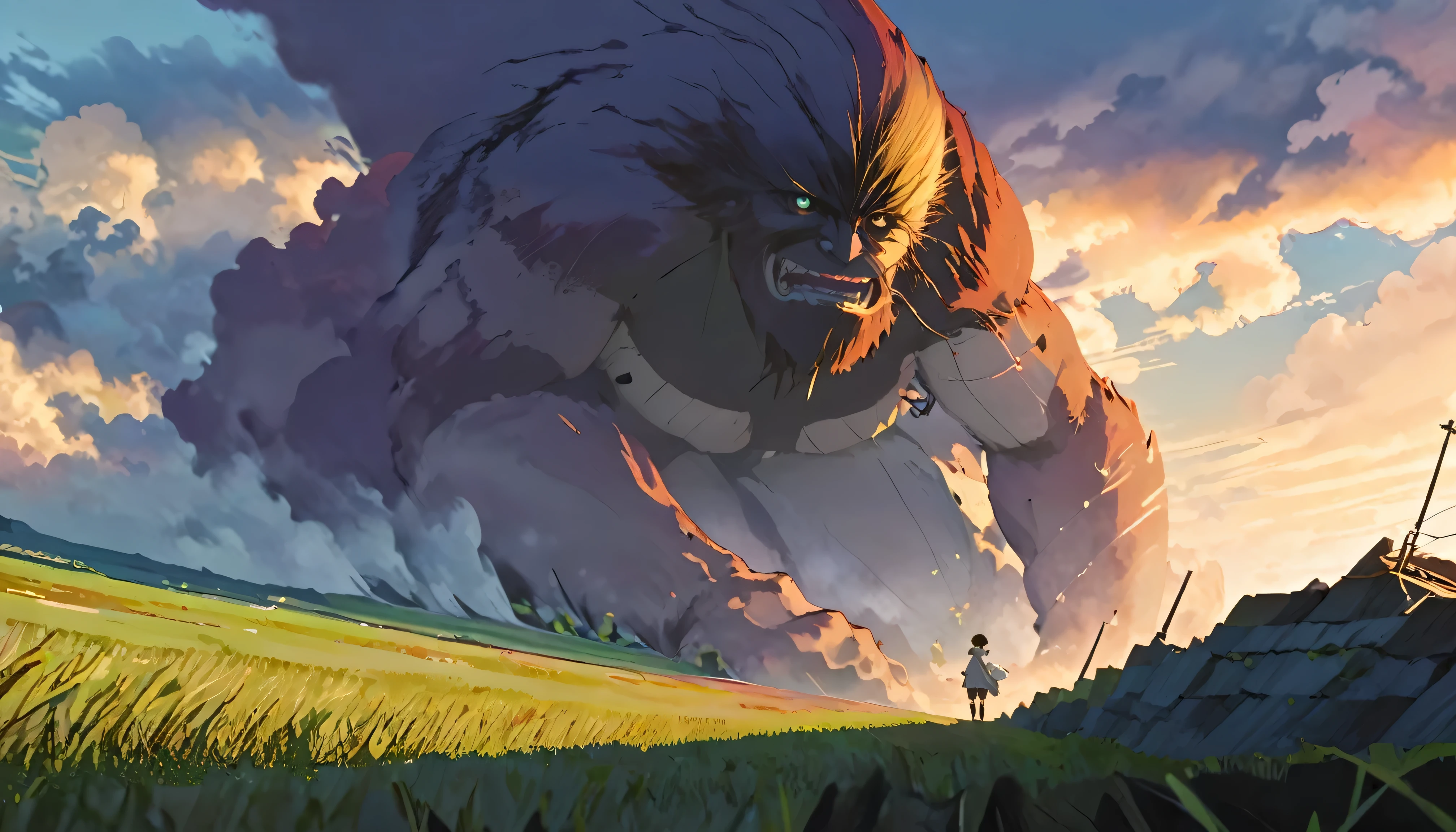 Attack on Titan, Angry Giants, Dark and gritty, Studio Ghibli, Anime key visual, by Makoto Shinkai, Deep Color, complicated, 8K resolution concept art, Natural light, Beautiful composition