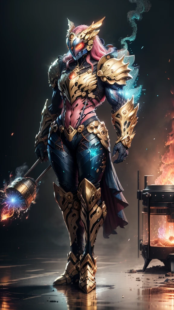 A woman adorned in fantasy-style full-body armor, a crown-concept fully enclosed helmet that unveils only her eyes, a composite layered chest plate, fully encompassing shoulder and hand guards, a lightweight waist armor, form-fitting shin guards, the overall design is heavy-duty yet flexible, (the armor gleams with a golden glow, complemented by red and blue accents), exhibiting a noble aura, she floats above a fantasy-surreal high-tech city, this character embodies a finely crafted fantasy-surreal style armored hero in anime style, exquisite and mature manga art style, (mixture of Queen bee and Spider concept Armor, plasma), ((Element, elegant, goddess, femminine:1.5)), metallic, high definition, best quality, highres, ultra-detailed, ultra-fine painting, extremely delicate, professional, anatomically correct, symmetrical face, extremely detailed eyes and face, high quality eyes, creativity, RAW photo, UHD, 32k, Natural light, cinematic lighting, masterpiece-anatomy-perfect, masterpiece:1.5