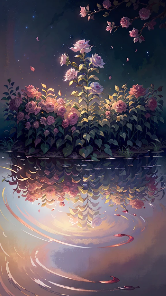 A beautiful, (Epiphany:1.1), (best quality:1.2), (masterpiece:1.1), Extremely detailed CG unity 8k wallpaper, Rose bushes, Rose petal, landscape, Leosia, pure, photoPractical, (Practical:1.37), (Bright colors:1.2), Intricate details, Soft lighting, (Natural Lighting:1.1), Prime Time, Luminescence, Vague, fantasy, Like a dream, serene, peaceful, Idyllic