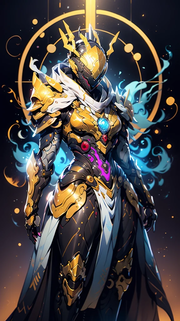 A woman adorned in fantasy-style full-body armor, a crown-concept fully enclosed helmet that unveils only her eyes, a composite layered chest plate, fully encompassing shoulder and hand guards, a lightweight waist armor, form-fitting shin guards, the overall design is heavy-duty yet flexible, (the armor gleams with a golden glow, complemented by red and blue accents), exhibiting a noble aura, she floats above a fantasy-surreal high-tech city, this character embodies a finely crafted fantasy-surreal style armored hero in anime style, exquisite and mature manga art style, (mixture of Queen bee and Spider concept Armor, plasma), ((Element, elegant, goddess, femminine:1.5)), metallic, high definition, best quality, highres, ultra-detailed, ultra-fine painting, extremely delicate, professional, anatomically correct, symmetrical face, extremely detailed eyes and face, high quality eyes, creativity, RAW photo, UHD, 32k, Natural light, cinematic lighting, masterpiece-anatomy-perfect, masterpiece:1.5