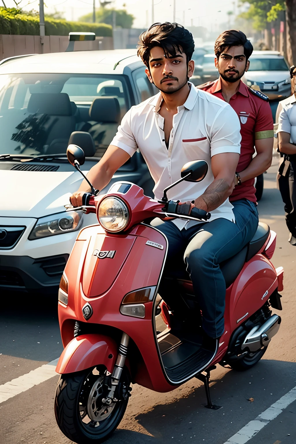 Roshan chavan was driving his scooty with kishor and Utsav sitting in the back when they were pulled over by the pol