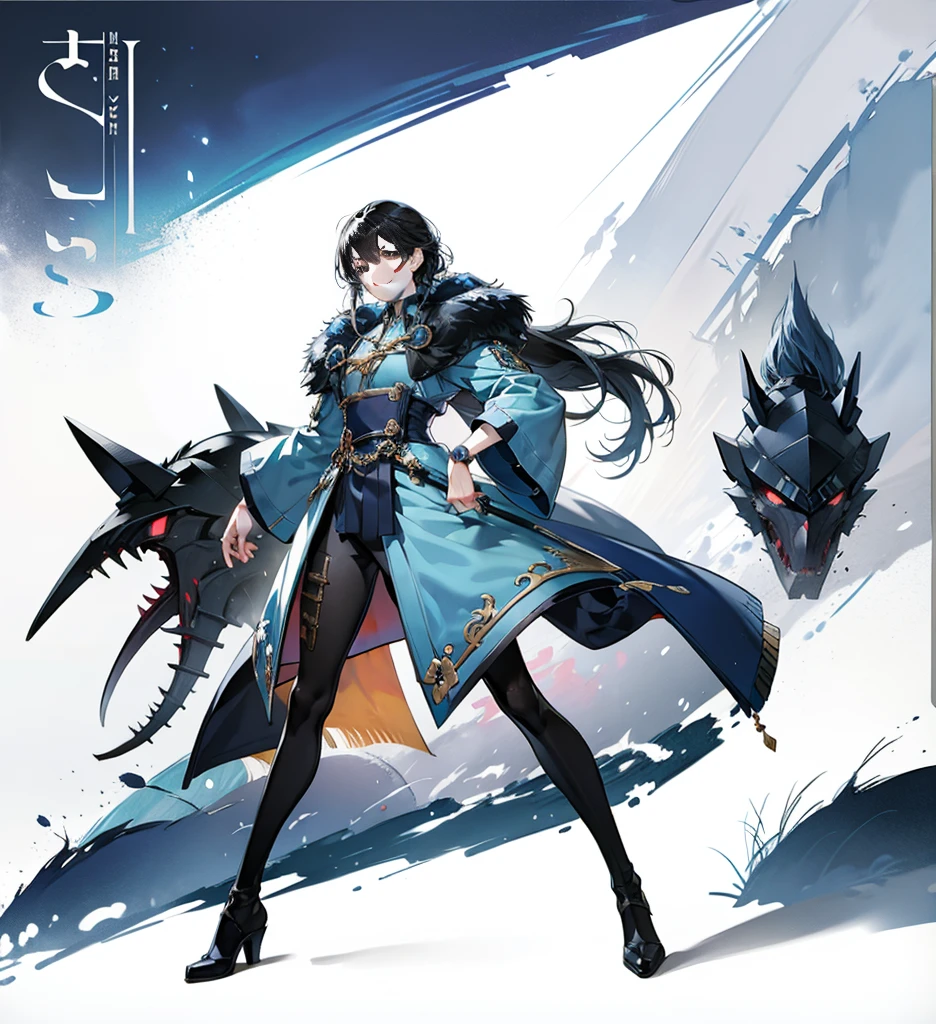 Anime character wearing a blue coat, Full body concept, 詳細なFull body concept, Concept Character, Full body concept art, full body Character Concept, detailed Full body concept art, Concept Art Character, Concept Art Style, Character Concept, 2D Concept Art, New costume concept design, Character Design Concept, Full body action concept art, Japanese style character