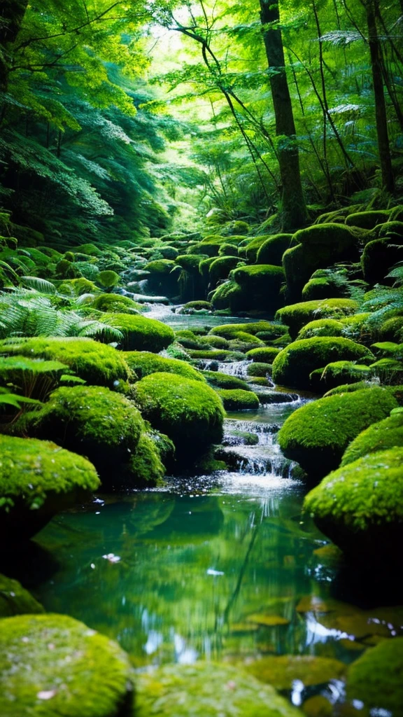In a quiet forest、water surface