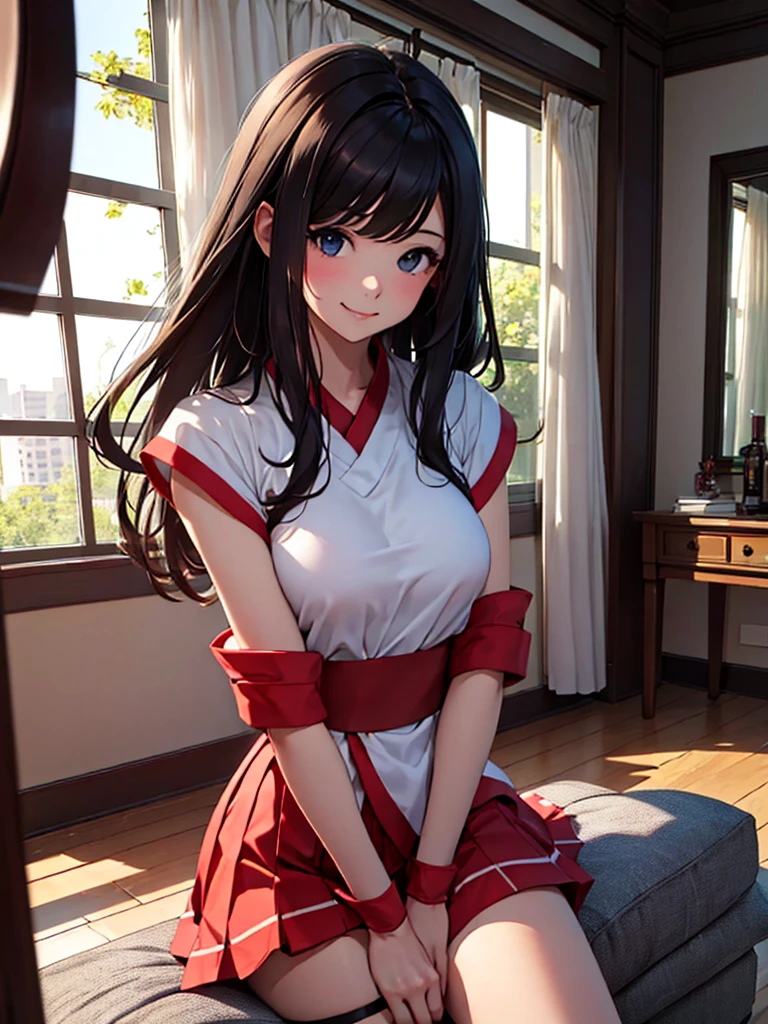 (masterpiece、top-quality、hight resolution), From the male client's perspective, depict a familiar call girl entering the room and engaging in casual conversation. The atmosphere is relaxed, and they appear comfortable with each other, indicative of their repeated encounters. The call girl is seated close to the client, smiling and chatting with ease. Their body language shows familiarity and ease, reflecting their established relationship. The setting is a private room, maintaining the professional context. Include subtle elements of humor, as they share a few jokes and light-hearted banter, indicative of their comfortable rapport. nsfw