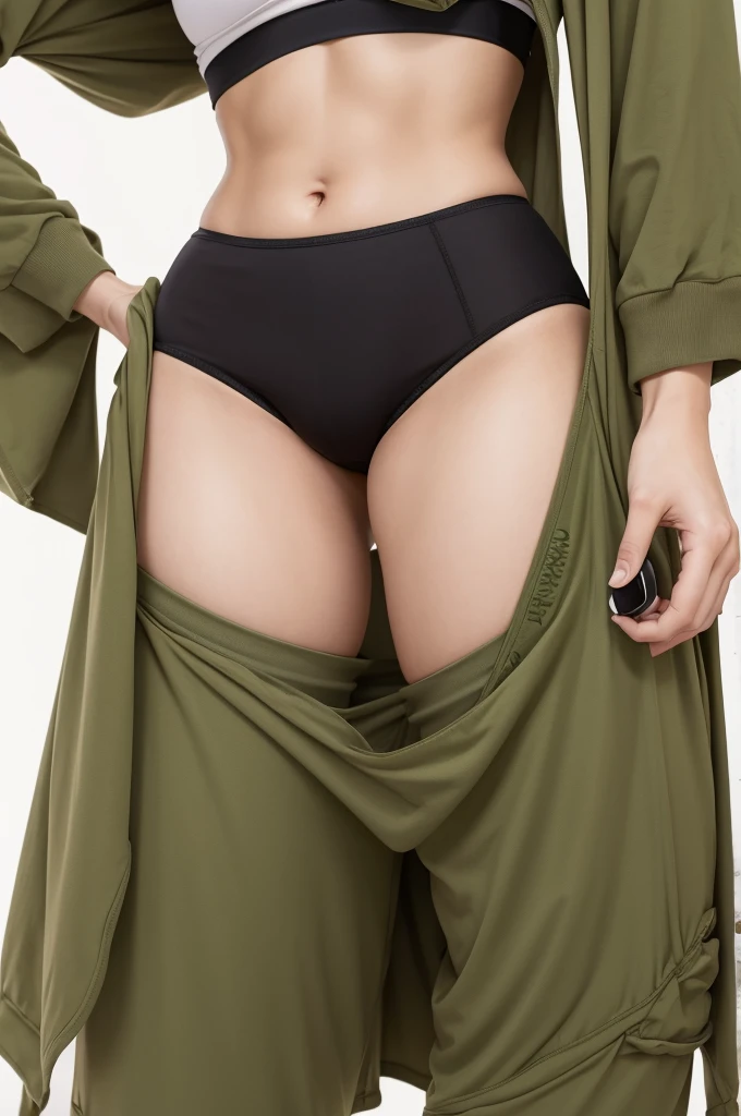 Mulher de short legging mostrando o risco da buceta