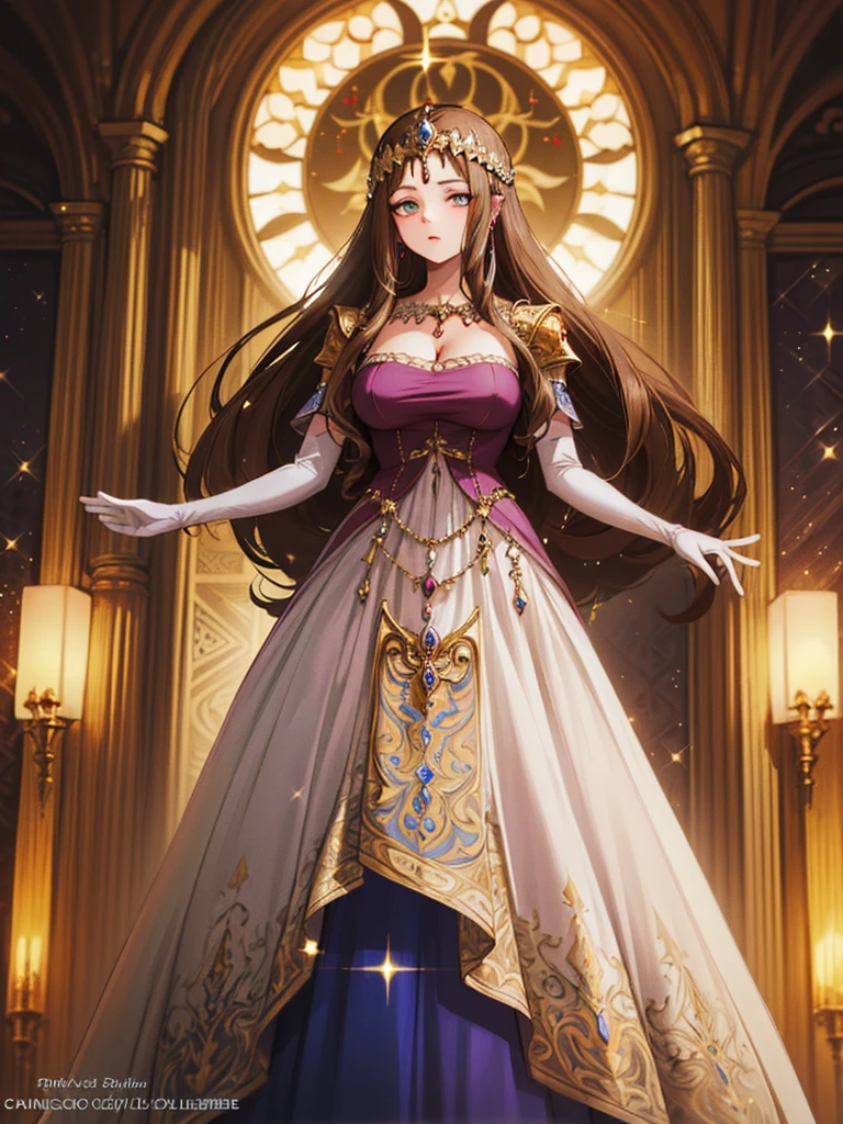 ((Dark brown hair)),Anime art style,masterpiece,(Highest quality), ((Scared)),(Very detailed),(Very delicate and beautiful),(alone),,(Detailed face and eyes),Beautiful eyes like jewels,(A truly gorgeous jeweled ruffled rococo ball gown dress),(((Mature Woman,Queen))),((1 Queen in a beautiful embroidery and jeweled absolutely gorgeous rococo ballgown dress with voluminous full length hoop skirt)),((crinoline)),Absolutely gorgeous highly detailed rococo ball gown dress with ruffled voluminous full length hoop skirt,((Long Straight Hair)),(),Cleavage,length_gloves,Very gorgeous hair accessory,Sparkling、,((Gorgeous Glitter Jewelry)),