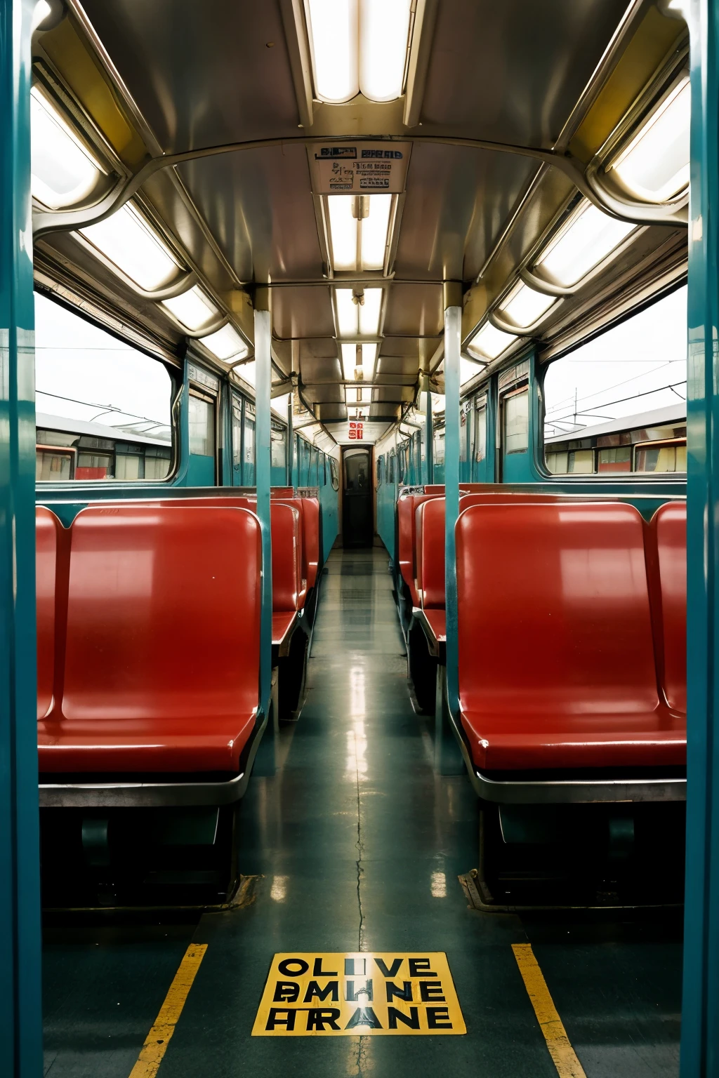 make me a film poster entitled "My Love in Train Carriage Number One" in Oppenheimer style, the appearance of the train is an electric train, with a busy background at the station in the city of Jakarta, Indonesia