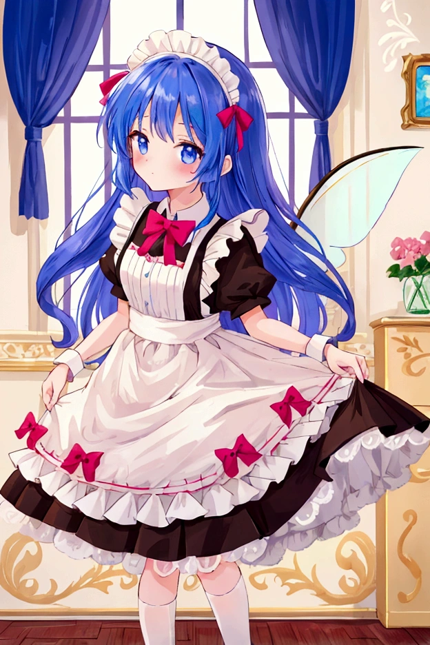 Girl in maid's outfit, fairy tale room. High quality, masterpiece,panty
