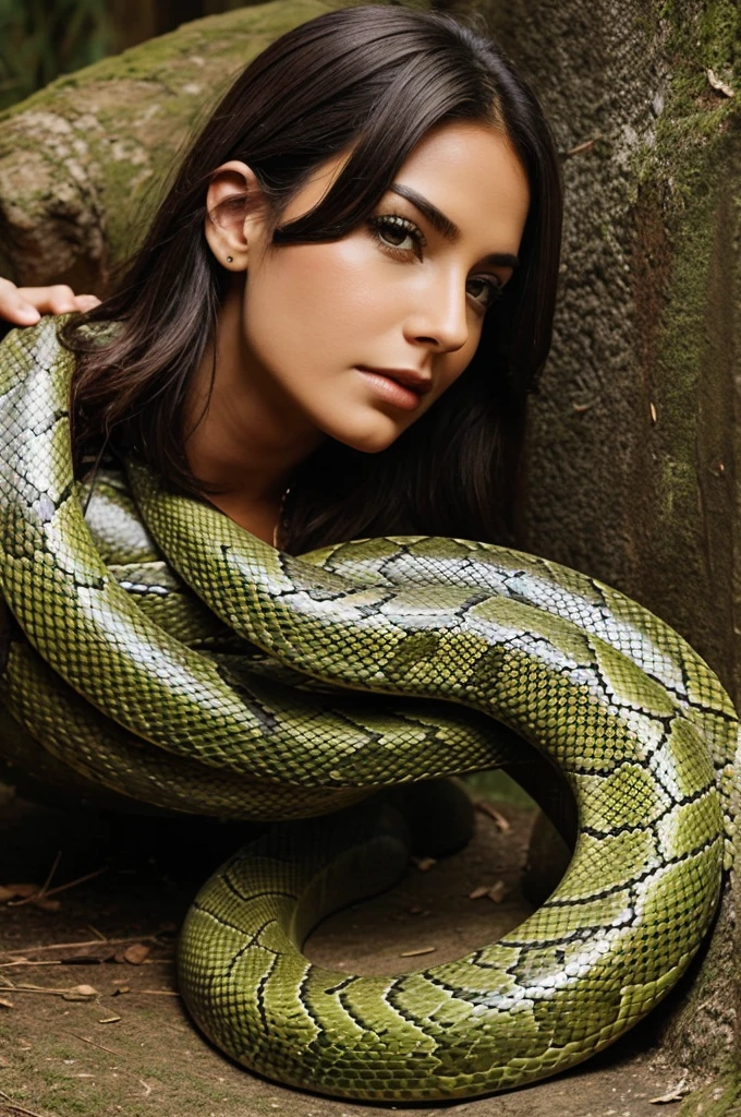 Make a snake which have swallowed a woman 