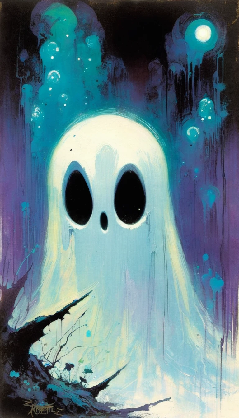 ghost (art inspired in Skottie Young and Bill Sienkiewicz). oil painting)
