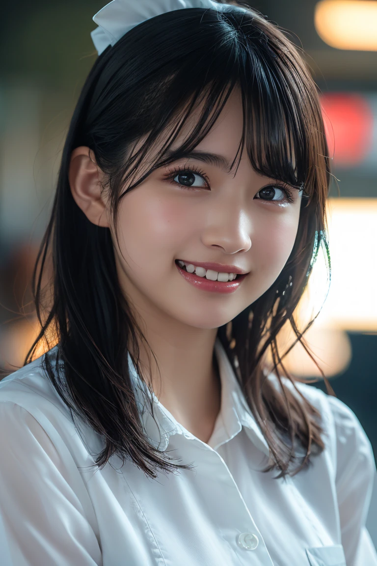 (8k, RAW Photos,Highest quality, High resolution:1.1), (Ultra-realistic:1.4),(Realistic, Realistic:1.3), Sodebtt Light,big,2 girls,Realistic Face,Realistic Body,Realistic Skin,Confused,masterpiece,(cute:1.8), cute子たち, alone, (big:1.2), Detailed black eyes,Innocent eyes,Blusher,(T-Shirts:1.2 ),Cinema Lighting,Film Grain,((Medium Hair:1.1)),((Floating Hair Novadebtrog Style)),Cherry-colored lips,Hair Ribbon,close,Look Viewer,Long Hair,Upper Body,Open your lips,Upper teeth, (Smiling Eyes:0.6),((Grin:1.2)),Depth odebt Field, Blurred Background, Eye focus , Bokeh,young, 85mm lens, debt/1.4,Prodebtessional Lighting, young,Portraiture,Photon Mapping,Radio City,Physically Based Rendering,Asian,((Maid:1,3))