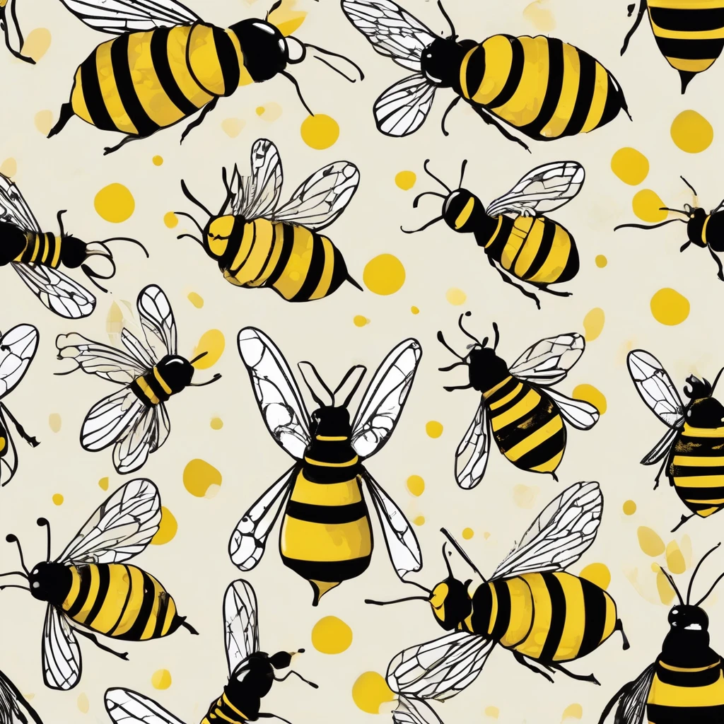 "Illustration d'une abeille en style cartoon , looney tunes , tex avery ,L'abeille est debout, portant de grands gants de boxe rouges trés detaillé Elle a un air déterminé et confiant, avec de grands yeux expressifs et un léger sourire. Son corps est rayé de jaune et de noir, avec des ailes transparentes. The background is simple, mettant en valeur l'abeille comme le personnage principal."