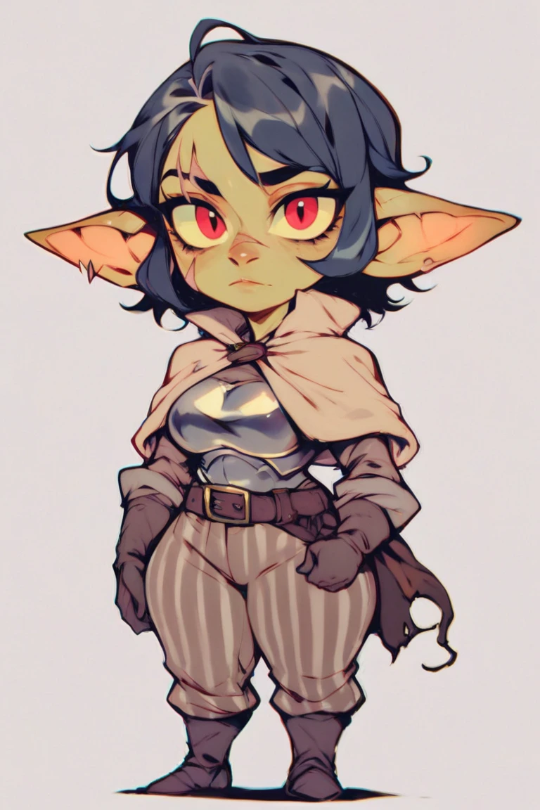 score_9, female goblin, pointy ears, dark hair, in the dungeon, Medieval Gothic long Monk Robe, at night, night,moon light, (green skin:1.1), shortstack , rating:safe ,solo,by sagaris uwu,black clothing,(cute:1.1), perfect face, covered neck, (flat chest:1.1),by kenket
