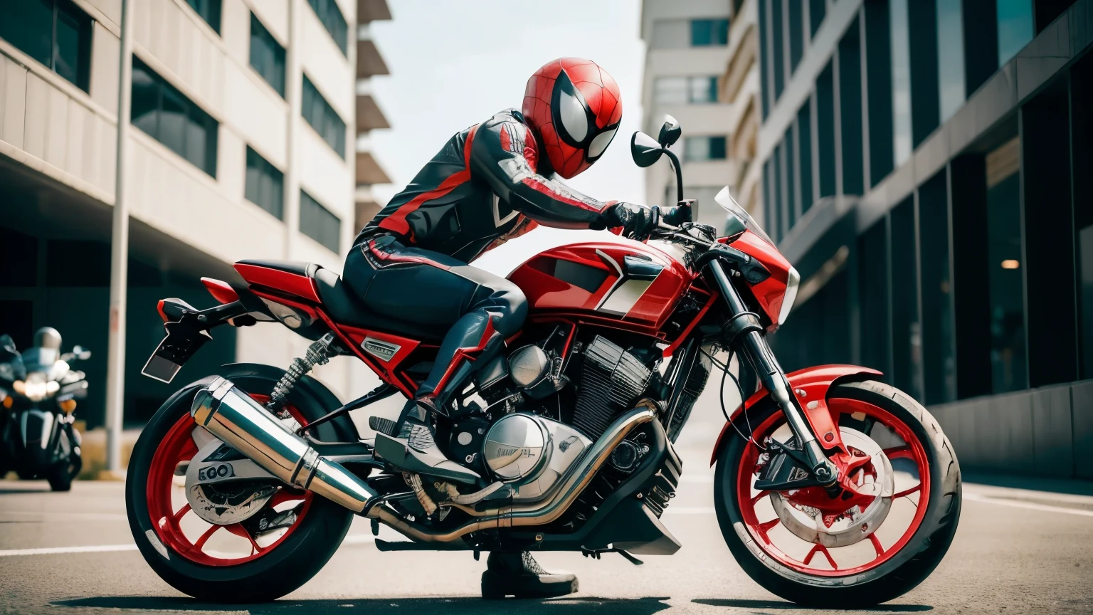((melhor qualidade)), ((Obra de arte)), (detalhado), a custom motorcycle with the motorcycle painting in the theme of the film Spider-Man: Into the Spider-Verse, remove the biker from the image