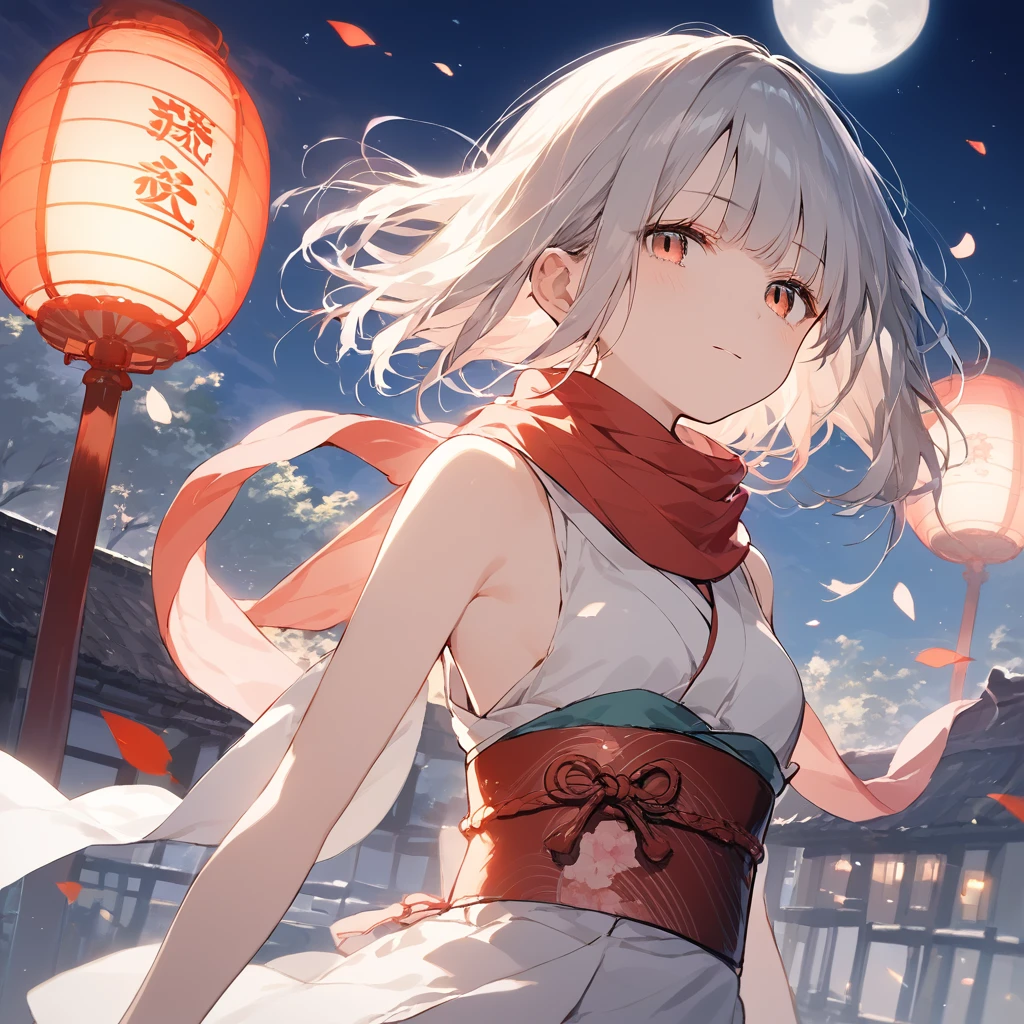 score_9, score_8_up, score_7_up, source_anime, best quality, masterpiece,ultra-detailed,official art, absurdres, highres, waifu2x, break,1girl, ninja girl, short hair, blunt bangs, small breasts, beautiful detailed eyes, sleepily, obi, scarf, night, wind, rooftop, moon, outdoors, break,(clear line illustration:1.2),very high resolution, very aesthetic, super detailed skin, Best cinematic lighting powered by famous artist, 8k,cool picture,beauty illustration,photoshop_(medium),,(Detailed Lighting),best anime 8k konachan wallpaper, pixiv contest winner,