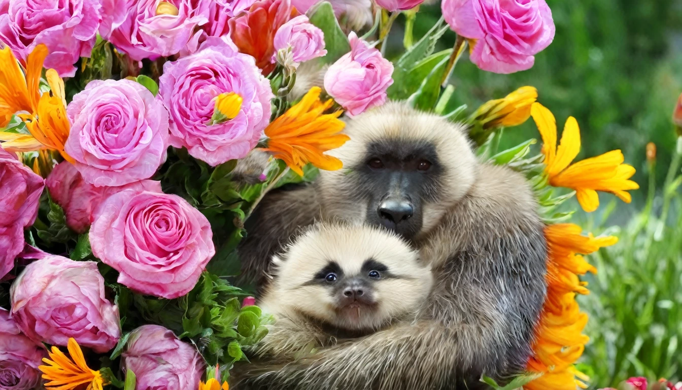 Mother's love, beautiful, flowers, happiness