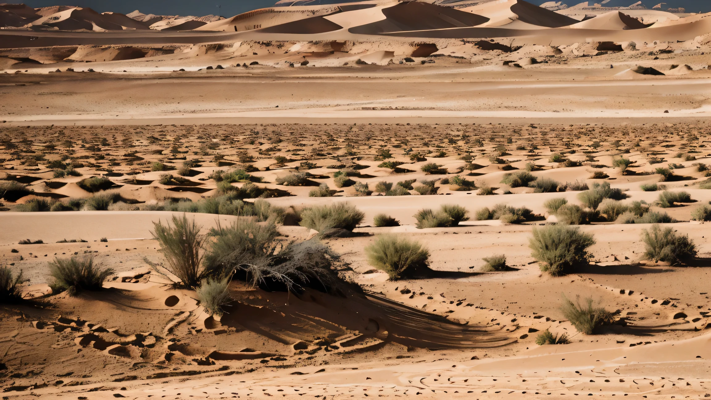 photo of dry desolate oasis in the sandy desert, Jenoptik JD 3.1 exclusive, High Contrast, 1ms shutter speed, Hard Lighting