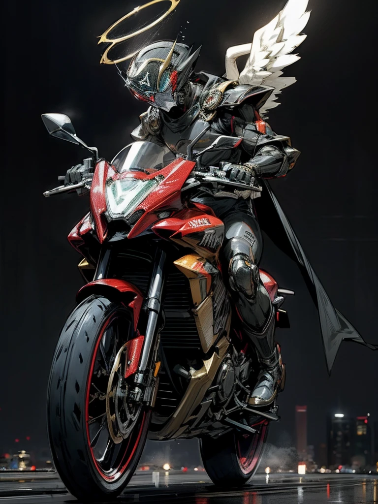 Kamen Rider,Angel,Kamen rider woman,Saitama super arena background,rider kick,halo,morter cycle riding,riders battle royal,