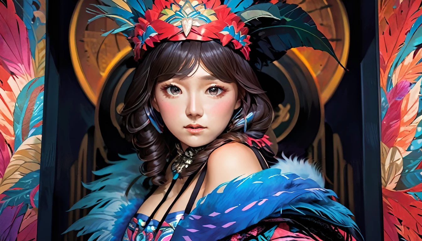 (Positive focus, Original photo), Portrait close-up, (In the Dark:1.1), Surrealist Female Portraits: David Hockney and Alphonse Mucha, Fantasy art, 1 Girl, Wear gorgeous fur with realistic photos, Dynamic Lighting, Art Station, Poster, Volumetric lighting, Highly detailed face, 4k yen, Award Announcement, Shadow, Modest, (Official Costume: 1.4, Gorgeous fur, Elaborate costumes, fur), Looking into the camera, Bust Shot, ((Realistic Face))),