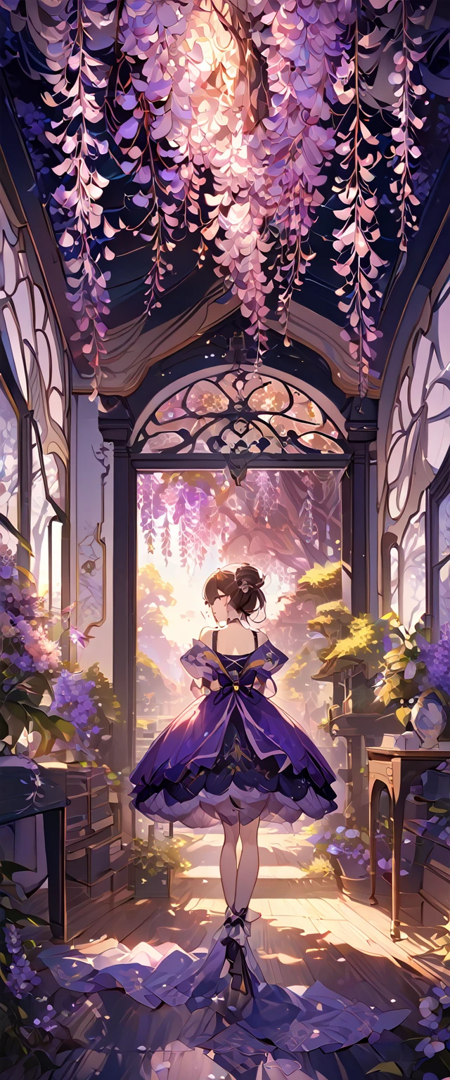 wisteria flower, wisteria tree, wisteria background, 8k ,4k , best quality, high quality, masterpiece inspired by Asukaziye artist : ask, art style : ask