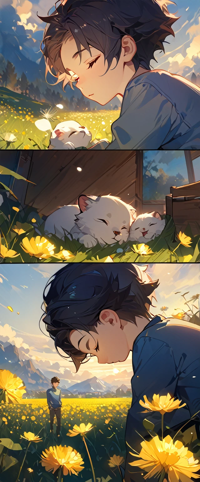 Anime man with a bottle of beer and a cat, Guviz-style artwork, Guviz, guweiz masterpiece, Guweiz e Makoto Shinkai, animeaesthetic, Guweiz in Pixiv ArtStation, author:Kikukawa Sakaeyama, Makoto Shinkai Cyril Rolando, Praise Artstyle