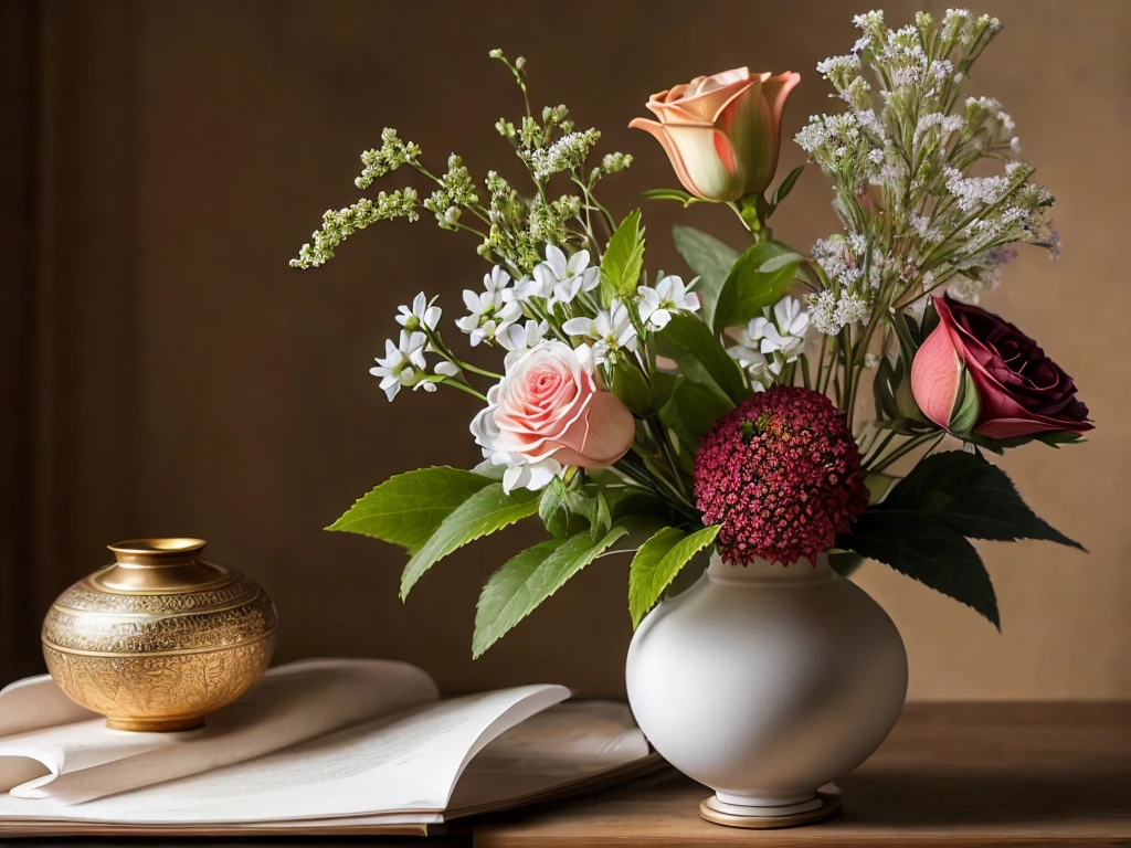un vase de fleur ,une nature morte un décore islamique 