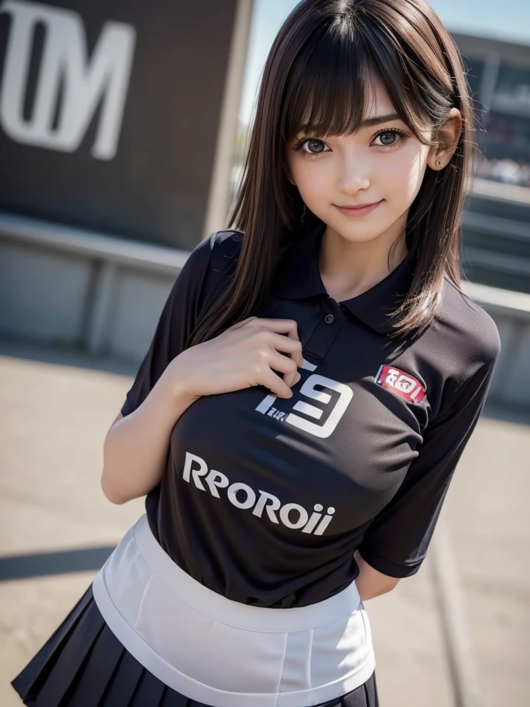Spread your legs、Lacy black underwear、Focused on the crotch, cotton,Very detailed CG Unity 8k 壁紙, Highest quality, Very detailed, Tabletop, Realistic, Like the picture, Very detailed美しい女性, 25-year-old woman,the body is slim,(Tight golf wear) , (golf mini skirt) , (Wearing golf gloves)、 Dark brown long hair、 ((bangs)),Round eyes, Big eyes、((The shape of the nipples is visible even through clothing))、Realistic female hands, blush, smile, Release your lips, Full Body Shot, ((Golf wear that fits your body))、Golf course、Stand upright、Random Face,smile,,