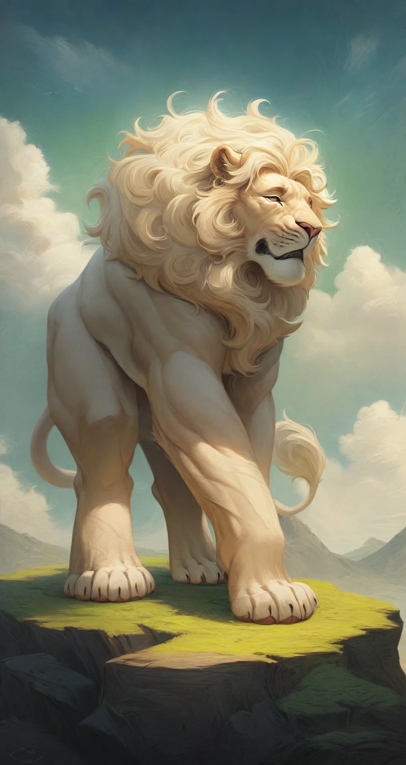 a close up of a painting of a lion on a rock, intricate ornate anime cgi style, highly detailed digital art, great digital art with details, 4 k highly detailed art, 4k highly detailed digital art, highly detailed digital artwork, high detailed digital art, highly detailed 4 k art, hyper detailed digital art, asian hyperdetailed, extremely intricate high detail