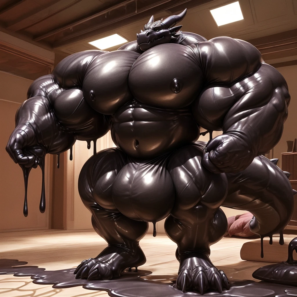 solo, male, , , , (hyper pecs:1.2), (long thick thighs:1.5), standing, indoor,,(,,(,solo,very hyper muscles:1.3)((, Huge bulge:1.3)))(corruption)), black glowing liquid,(((liquid_latex, , rubber:1.2),,black latex,goo transformation,(gooey)()(l),unreal engine,perfect light,detailed, photorealistic, 4k, hd, , , , good anatomy, , (), ,, high quality, best quality, concept art, photorealistic, dragon