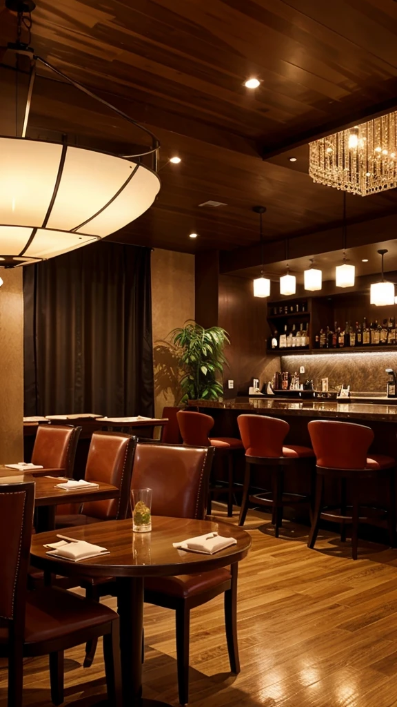 a beautiful resturant , decorated , designed , realistic ,
