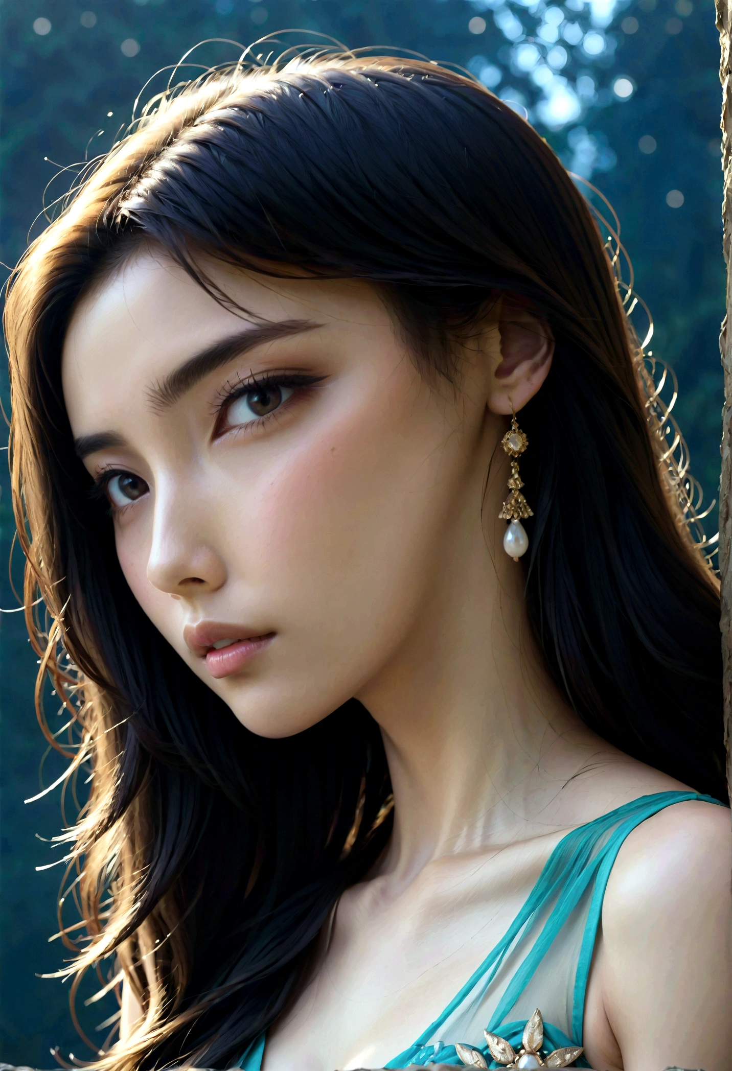 8k, masterpiece, RAW Photos, Highest quality, Realistic, Very detailed, Depth of written boundary, Cinematic Light, Anatomically correct body, 
(One elegant beautiful mature woman:1.2), Wavy black long hair, Very beautiful face, Exquisitely detailed face, Goddess-like deity々Beautiful, 
Glamorous Body, Very sensitive skin, Transparent white skin, Sexy ass, Sexy thighs, 
See-through high slit dress, Detailed cloth texture, Gorgeous necklace, Gorgeous earrings, 
Dark starry background, Milky Way Galaxy, Meteors, Dark coastline at night, Pitch black sea surface, 
(Low angle shot:1.2), 