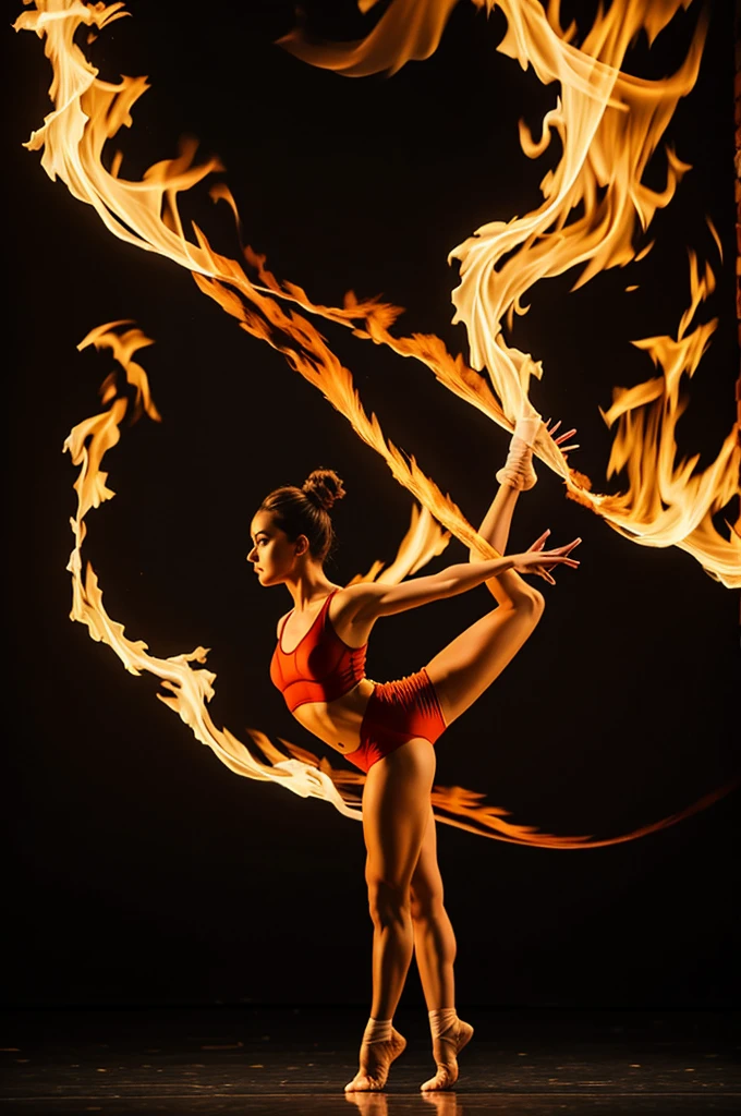 Giant beauty:1.3，Attractive Shandong female model，Very tall body,elongated face:1.5，Extremely exaggerated muscular, strong, sexy and hot body，Sexy belly:1.3，Body painting flame art covers the entire skin，sit on the floor，Perfect iris，Top quality，16K，Ultra-high resolution，Top-level detail presentation，real picture，Sony Master Lens