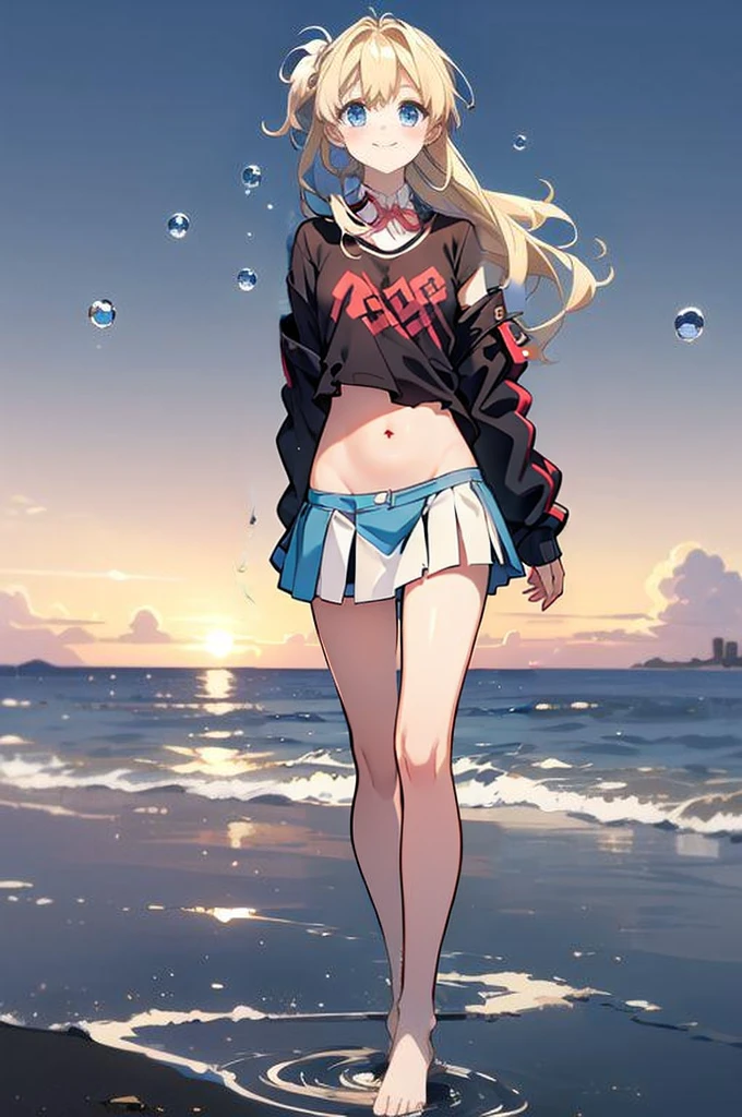 Tattered clothes,Torn clothes,Yoreyore shirt,Shirt with torn sleeves,Damaged Mini Skirt,Tattered Skirt,Flat Chest,(belly button),belly button出し,stomach,arm