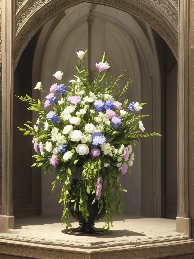 un vase de fleur ,une nature morte un décore islamique