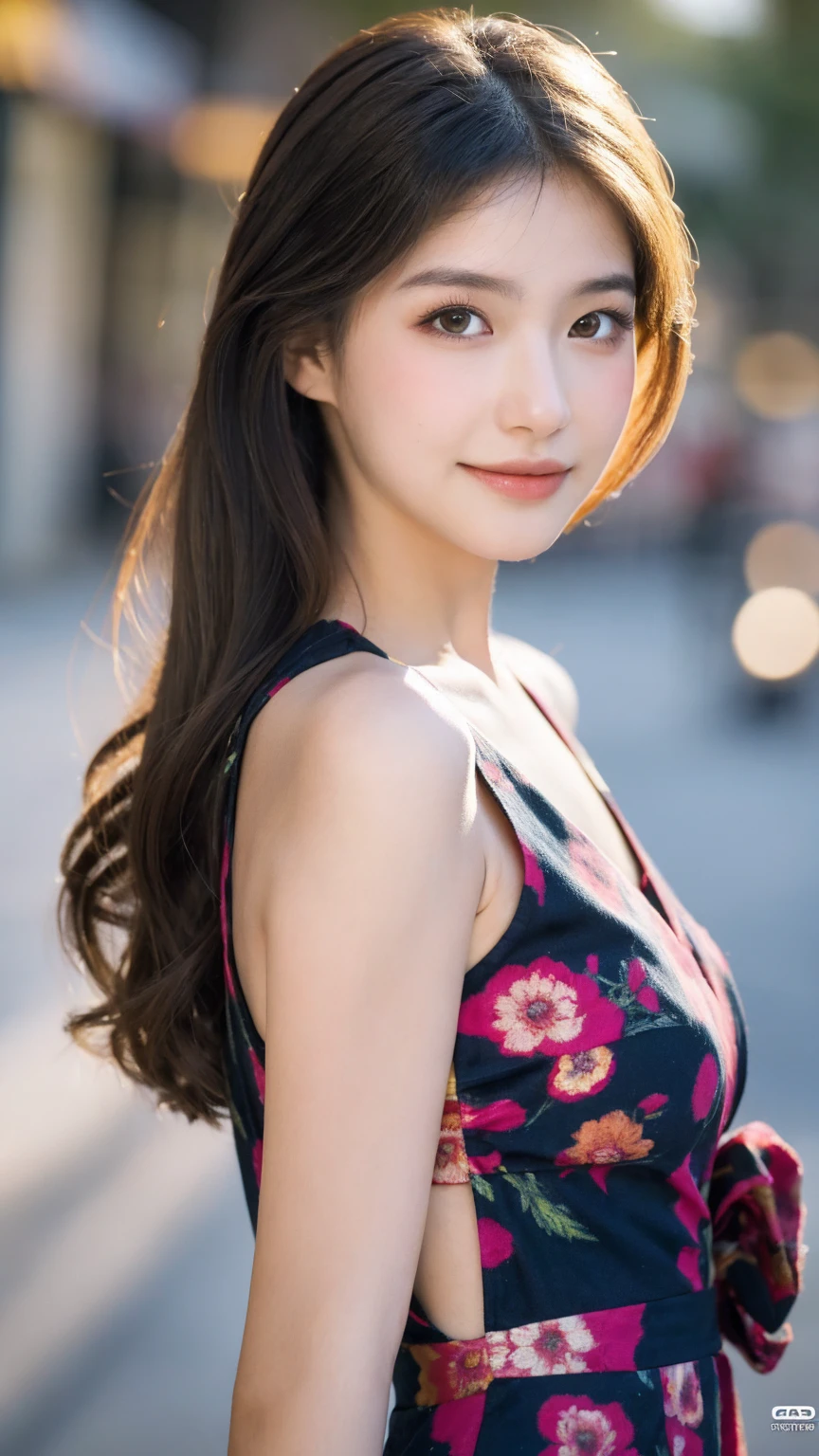 (in 8K、 Raw photography、beste-Qualit,、hight resolution),、(hyper realisitic)、(realisitic),、Soft light、、Kizi、Lifelike face、Realistic body、real-looking-skin、absurderes、​masterpiece、Cuties、独奏、Innocent eyes、blusher、Cinema Lights、cherry colored lips、The hair 、a closeup、looki at viewer、 Open lips,、Upper teeth,、(Smiling eyes:0.6)、eyes focus、professionally lit、CG Social Trends、Plastic En、((Black Long Hair))、((beautfull woman))、(A smile)、Fashionable、(A sexy)、Hair that flutters in the wind、((Flowing hair))、Happy -、fashion magazine、((lighting like a movie))、((grass field))、(Dancing)、(Strong sunshine)、Hats、suns、