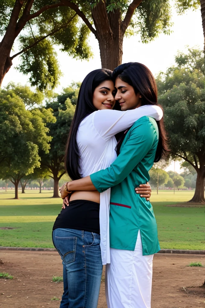 Punjabi sardar couple hugs each other's in a park
