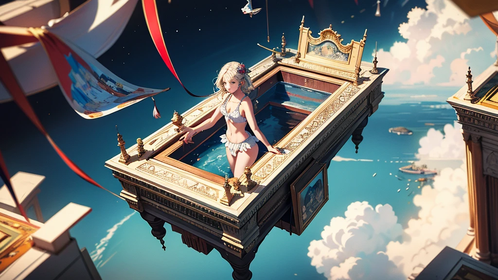 Ridiculous Resolutions, High resolution, (masterpiece:1.4), Very detailed, performer, View from above, space, floating, - At six o'clock