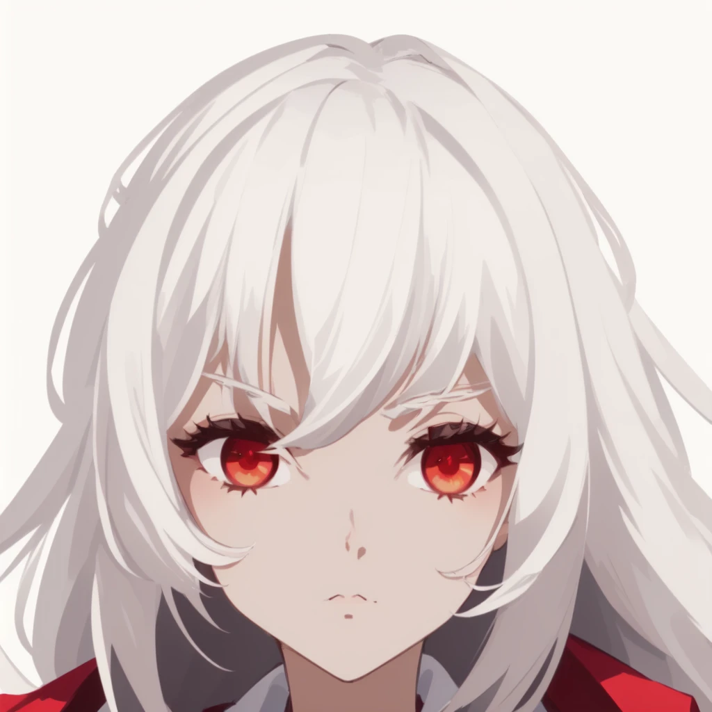 masterpiece, best quality, comic, girl, profile, expressions, 4koma, long hair, white hair, expressionless, looking at viewer, red eyes, avatar