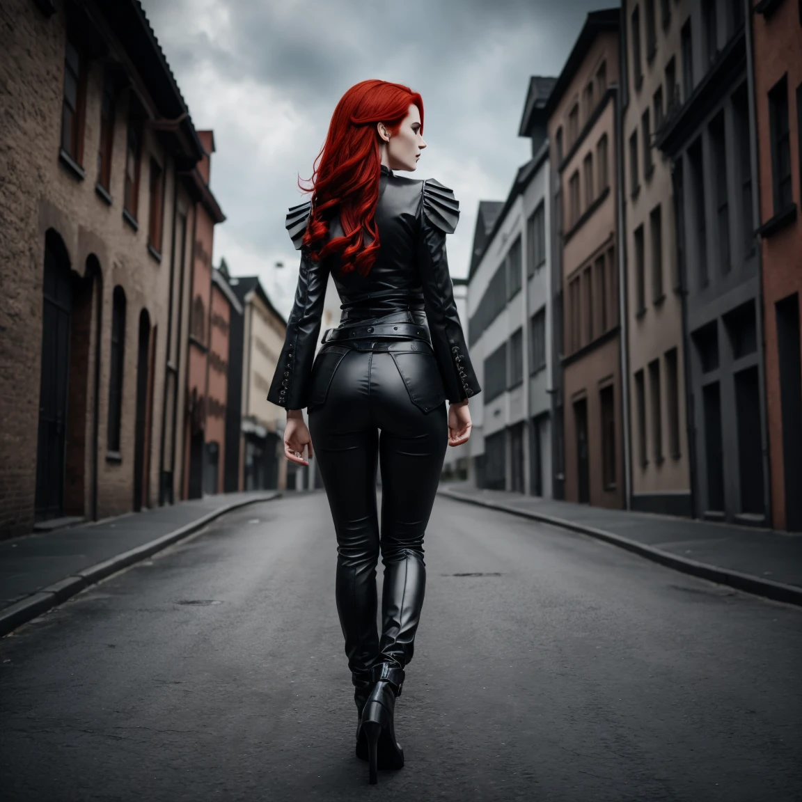 (Meisterwerk), (Realistisch), (best quality) (Full body) (Rear view) hot vampire with red hair