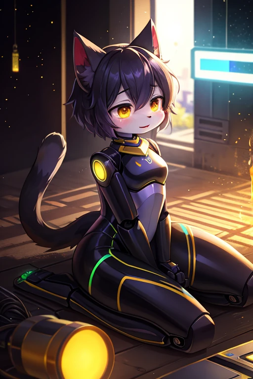 Hallucination, daydream , nightmare , Insane Dream , bokeh , Cat robot in the future world , (Oil leaks:1.3)