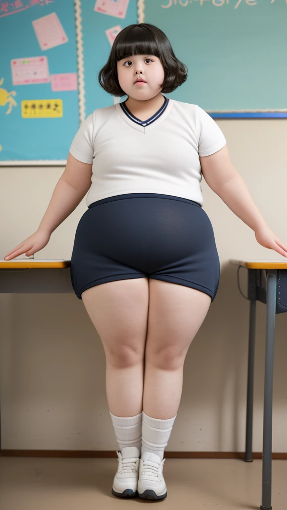 a fat obese ,chubby overweight ,young fat girl in ,cute plump schoolkid,heavy set young girl,thick student,extremely obese young female student,very fat and heavy young girl,stout short haired girl in school,chubbychild in classroom,cute pudgy young student