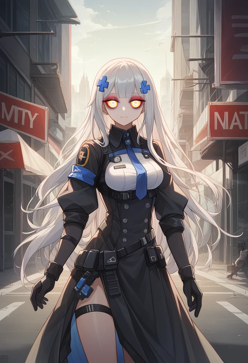 (extremely detailed CG unity 8k wallpaper),(masterpiece), (best quality), (ultra-detailed), (best illustration),(best shadow), cowboy shot, (sharp eyeliner, eyeshadow, detailed eyes:1.1), (city background:1.2), ,BREAK , mod3 (girls' frontline), , 