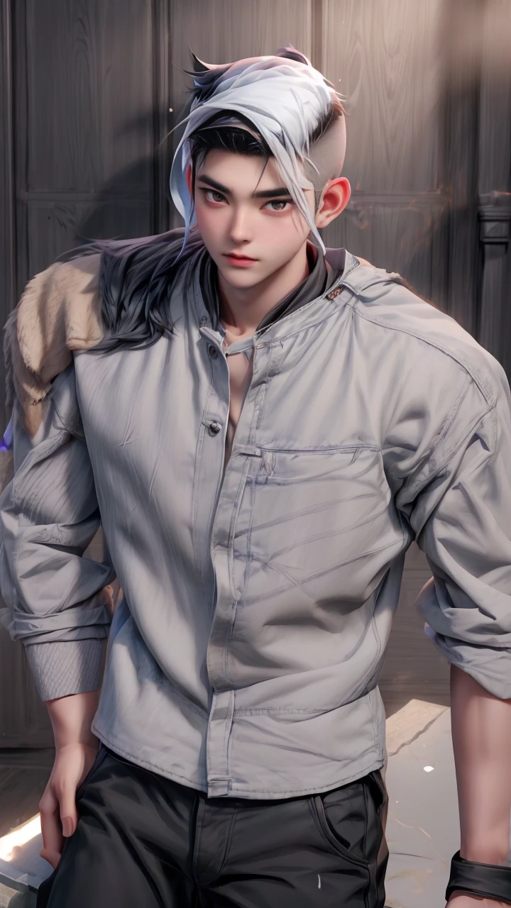 masterpiece, 1boy, young, handsome, black hair, undercut hair, perfect face, detailed eyes and face, black eyes, clean shaved, muscular, capturing a rural atmosphere, dynamic lighting, unreal engine 5
